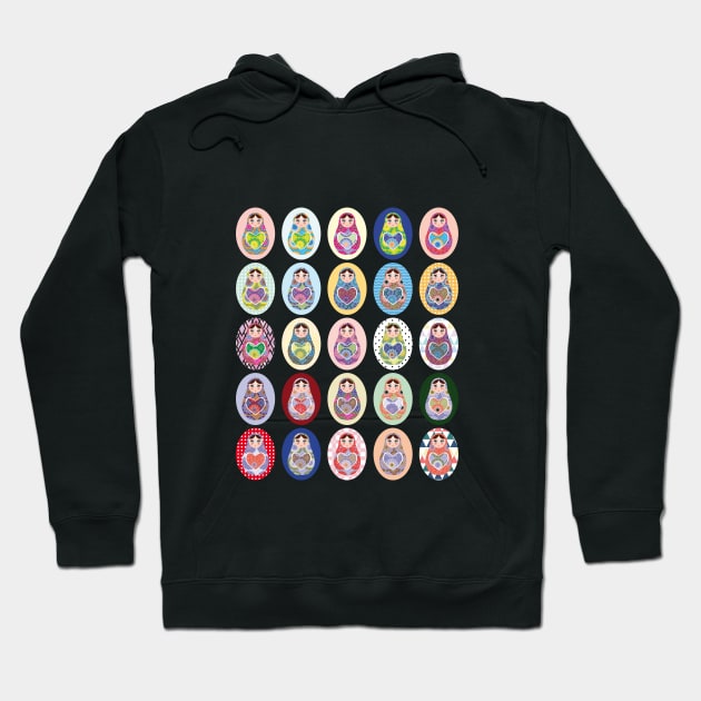 Russian dolls matryoshka illustration (2) Hoodie by EkaterinaP